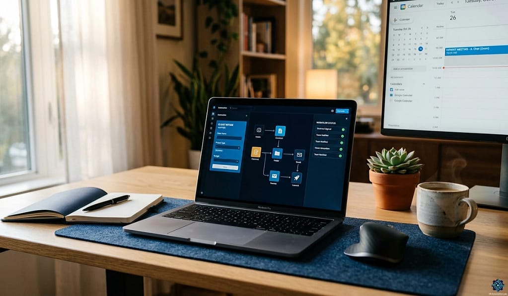 How to automate client onboarding for virtual assistants — digital workflow pipeline on laptop screen
