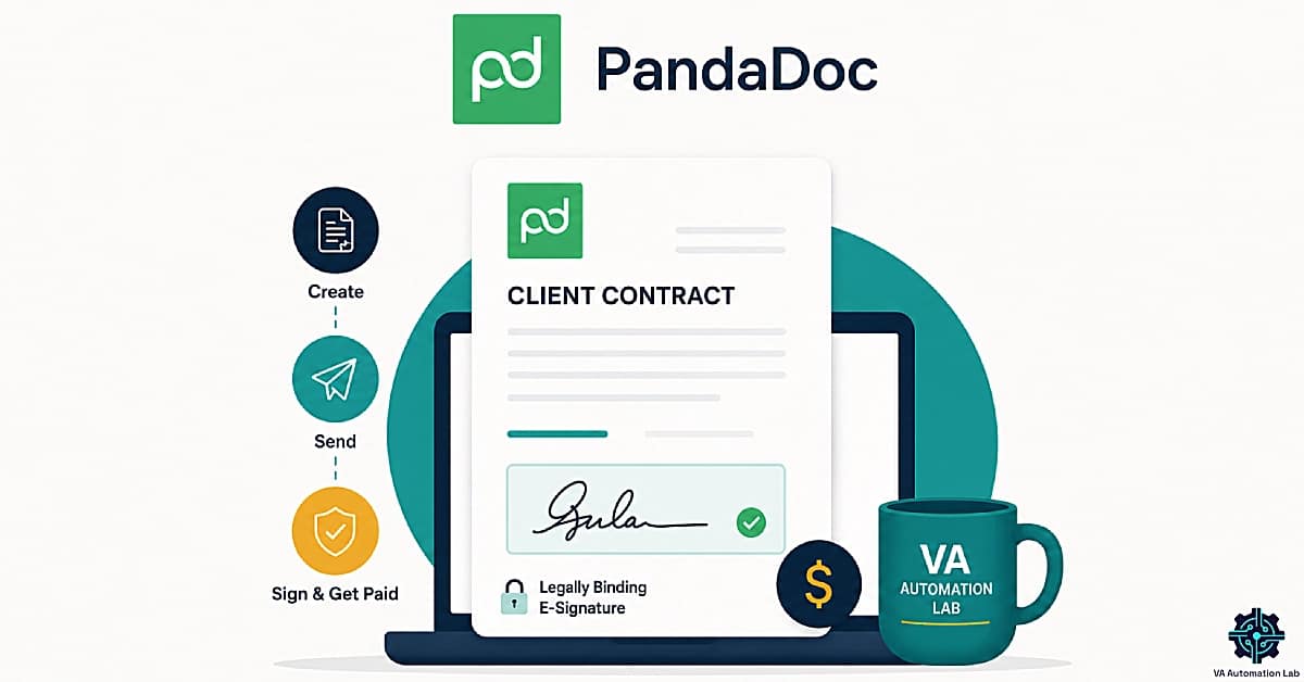 PandaDoc for virtual assistants - create client contracts, collect e-signatures, and automate client onboarding