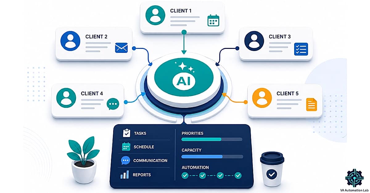 AI framework for managing multiple clients as a virtual assistant