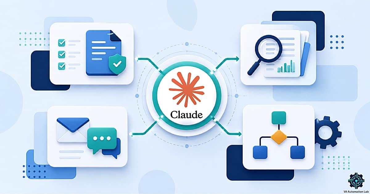 Claude AI for virtual assistants managing documentation, research, client communication and workflow automation from a central AI hub