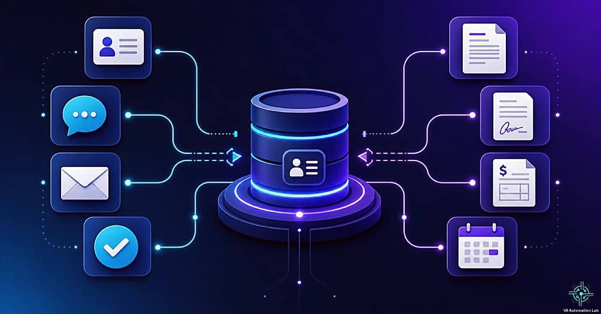 CRM system for virtual assistants branching into relationship management tools and client operations workflows including contacts, communication, contracts, invoicing, and scheduling