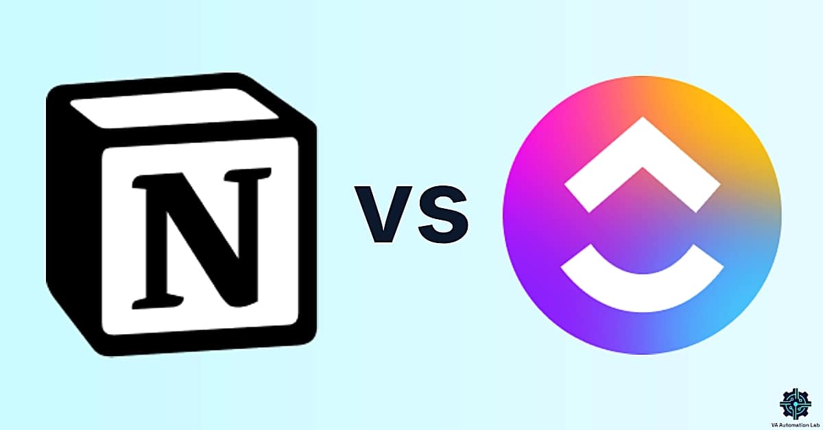 Notion vs ClickUp software comparison for virtual assistants evaluating documentation and task management tools