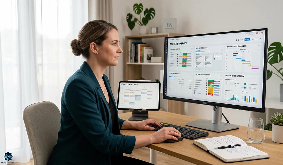Productivity systems for virtual assistants — a layered workflow framework covering time blocking, tracking, task management, and automation.