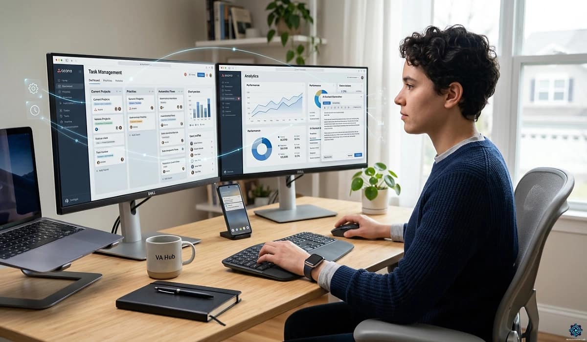 AI powered productivity system for virtual assistants — task management, communication tools, automation workflows, and performance analytics.